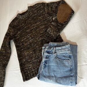 Cozy H&M Multicolor Knit Wool Elbow Parch  Sweater size M